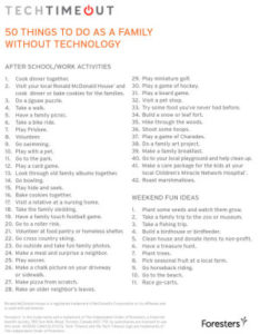 50 things to do as a family without technology