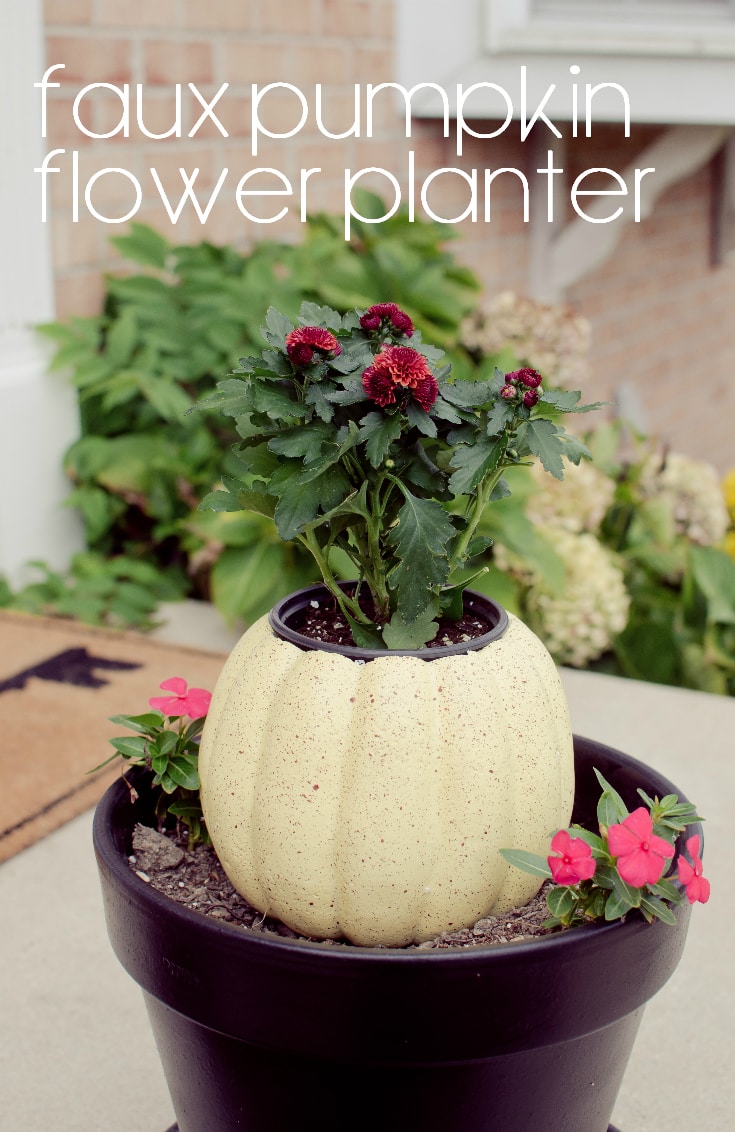 faux pumpkin flower planter