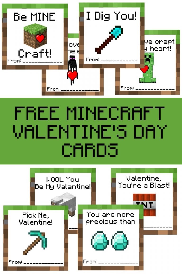 Free Printable Minecraft Valentine’s Day Cards